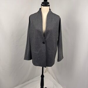 Banana Republic Cardigan Coat Womens XXS Petite Grey Nailhead Texture Blazer